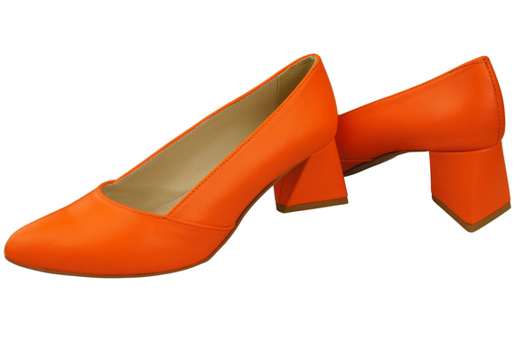 Damen Pumps Orange Echtleder Spitz Zehen Absatz ElitaBut 221