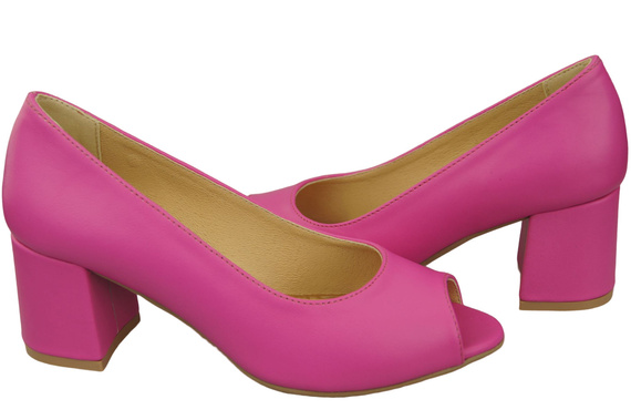 Damenschuhe PEEP TOE Fuchsia Pumps Naturleder mit beschichtetem Absatz 192 ElitaBut