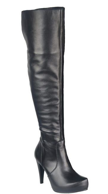 Schuhe Damenstiefel Plateauabsatz Stiletto Obermaterial Kniehoch Naturleder Schwarz 692 ElitaBut