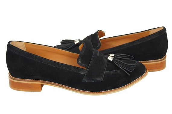 Schuhe Damen Mokassins Naturveloursleder Schwarz 134 ElitaBut