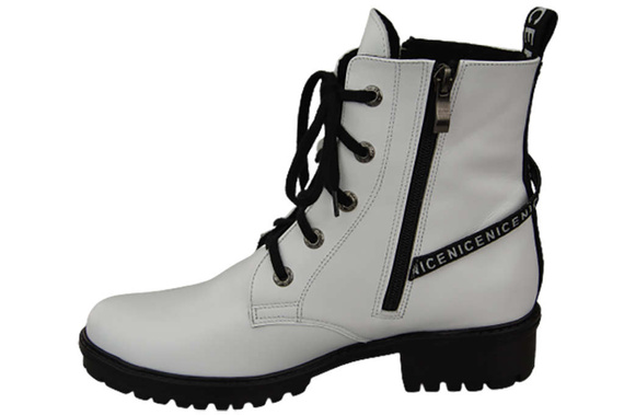 Schuhe Damen-Stiefeletten mit der Aufschrift NICE, Naturleder, Weiß 173 von ElitaBut