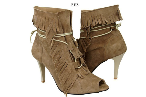 Damenschuhe Peep-Toe-Stiefeletten, natürliches Wildleder, Cappuccino 964 ElitaBut