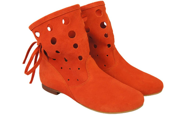 Schuhe Damen-Stiefeletten, natürliches Veloursleder, Orange 160 ElitaBut
