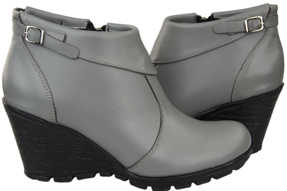 Damenschuhe Keilstiefel, Naturleder, Grau 739 ElitaBut