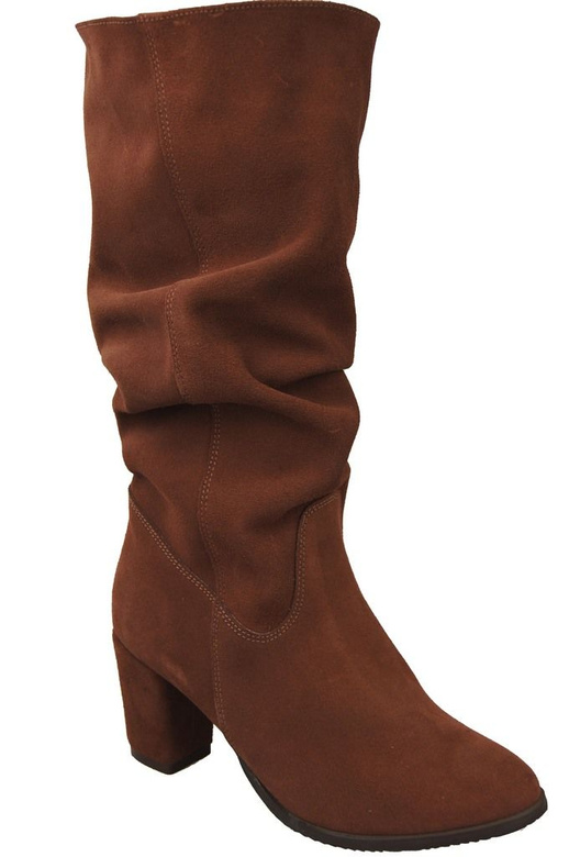 Schuhe Damenstiefel, Naturleder, Velour 141, Kastanie ElitaBut