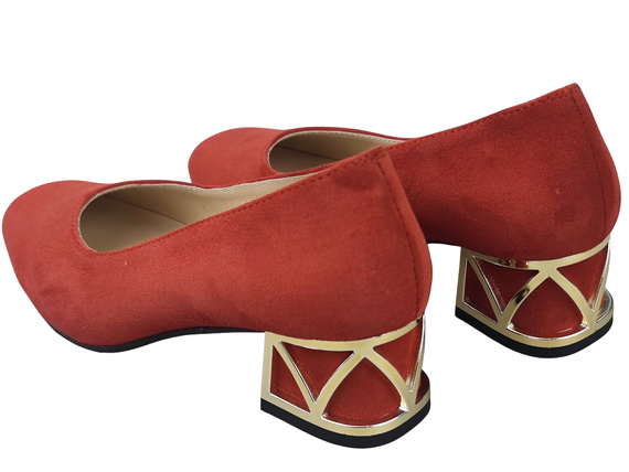 Bequeme Damenschuhe Rot Pumps mit dekorativem Absatz Natürliches Wildleder 219 von ElitaBut