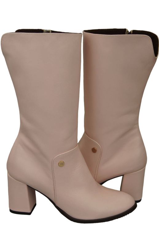 Schuhe Halbhohe Damenstiefel, Naturleder, Puderrosa 189 ElitaBut