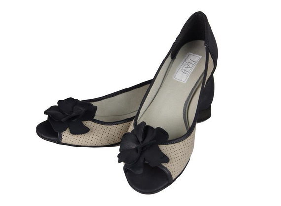 Damen-Ballerinas, Naturleder, Marineblau 710 ElitaBut