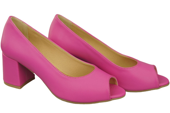 Damenschuhe PEEP TOE Fuchsia Pumps Naturleder mit beschichtetem Absatz 192 ElitaBut