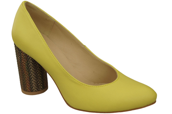 Damenschuhe Zitronenpumps Naturleder Bunter dekorativer Absatz 194 ElitaBut