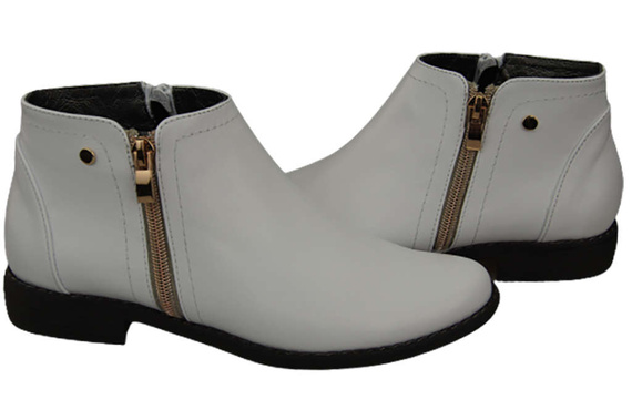 Damenschuhe Damenstiefel Warm, Naturleder, Weiß 872 von Elitabut