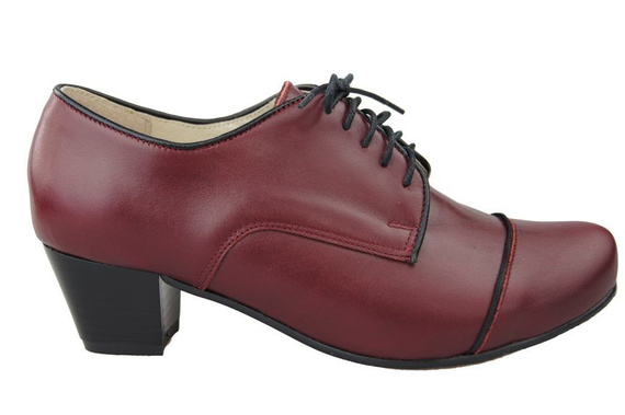 Schuhe Damenschuhe, Schnürschuhe, Naturleder, Burgund 956 ElitaBut