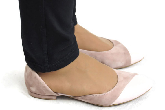 Damenschuhe Ballerinas Rosa Puder Naturleder Wildleder 146 ElitaBut