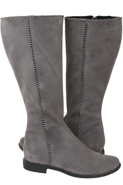 Schuhe Damenstiefel, Naturleder, Velour 153, Grau ElitaBut
