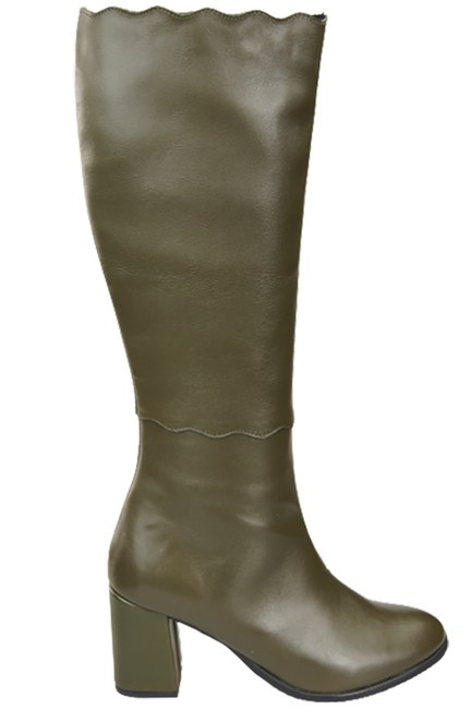 Klassische Damenstiefel, Naturleder, Olive 176 ElitaBut