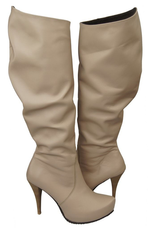 Schuhe Damenstiefel Plateau Naturleder Cappuccino 120 ElitaBut