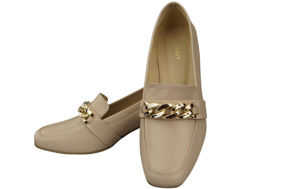 Damenschuhe mit Zierkette Pumps Mokassins Naturleder 193 Cappuccino Bright ElitaBut