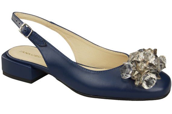 Damen Schuhe Marineblau Sandalen mit Kristallen Naturleder 215 ElitaBut