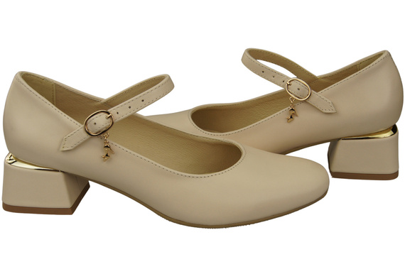 Damenschuhe Beige Riemchenpumps Naturleder 202 ElitaBut