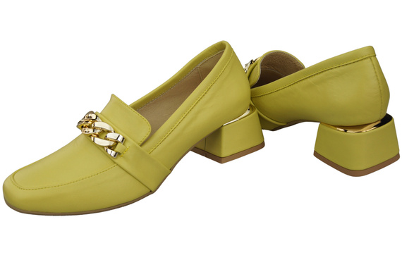 Damenschuhe mit Zierkette Pumps Mokassins Naturleder 193 Lemon ElitaBut