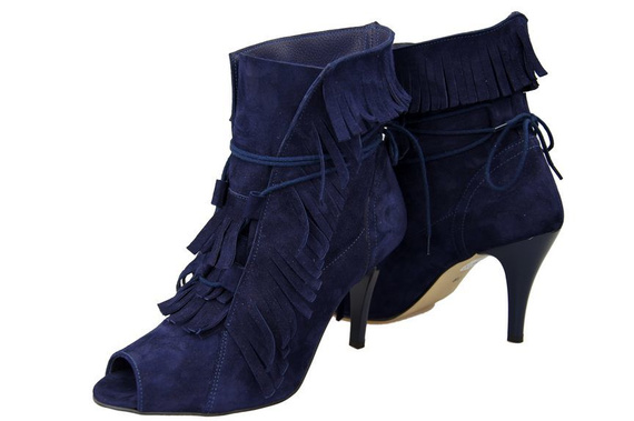 Damenschuhe Peep-Toe-Stiefeletten, natürliches Wildleder, Marineblau 964 ElitaBut