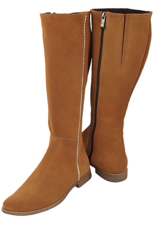 Schuhe Damenstiefel, Naturleder, Velour 153 Caramel ElitaBut