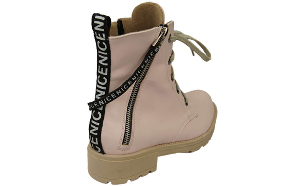 Schuhe Damen-Stiefeletten mit der Aufschrift NICE, Naturleder, Puderrosa 173 L ElitaBut