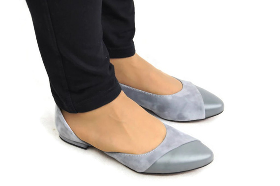 Damenschuhe Ballerinas, Grau, Naturleder, Wildleder, 146 ElitaBut