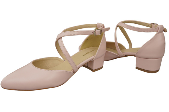 Damen Sandalen Echtleder Puderrosa mit Riemen Niedriger Absatz 223 ElitaBut