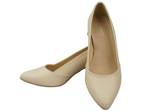 Damen Pumps Beige Echtleder Spitz Zehen Absatz ElitaBut 221