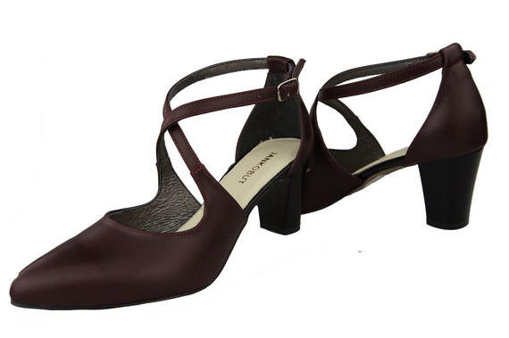 Damenschuhe Sandalen Niedriger Absatz Burgunderrotes Naturleder 102 ElitaBut