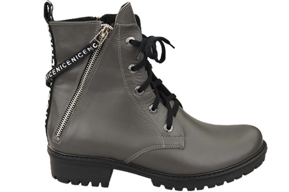 Schuhe Damen-Stiefeletten mit der Aufschrift NICE, Naturleder, Graphit 173 L ElitaBut
