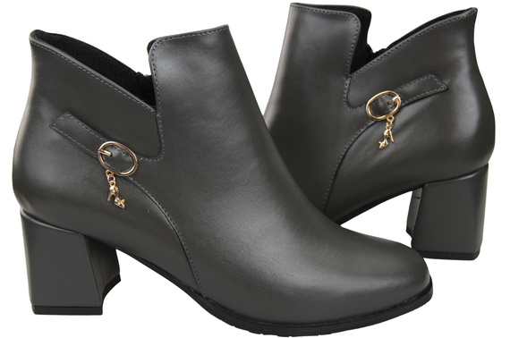 Damen-Stiefeletten ElitaBut 226 Graphit aus Naturleder, gefüttert, eckige Zehenkappe, Blockabsatz