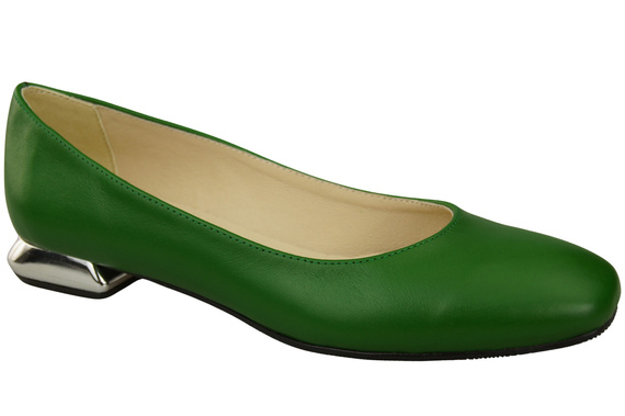 Flache Frauen Schuhe Grün Dekorative Ferse Naturleder 209 ElitaBut