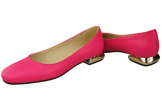 Flache Frauen Schuhe Neon Rosa Dekorative Ferse Naturleder 209 ElitaBut