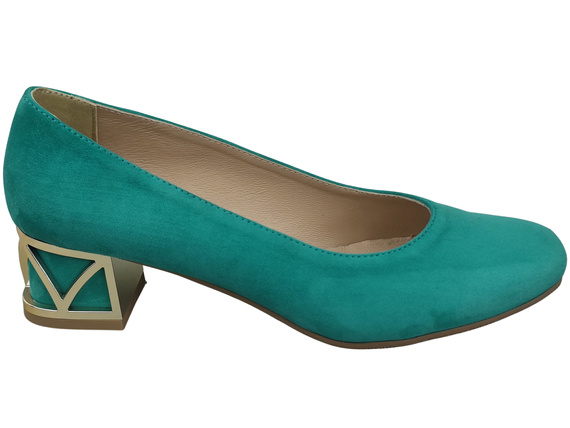 Bequeme Damenschuhe Türkis Pumps mit dekorativem Absatz Natürliches Wildleder 219 von ElitaBut