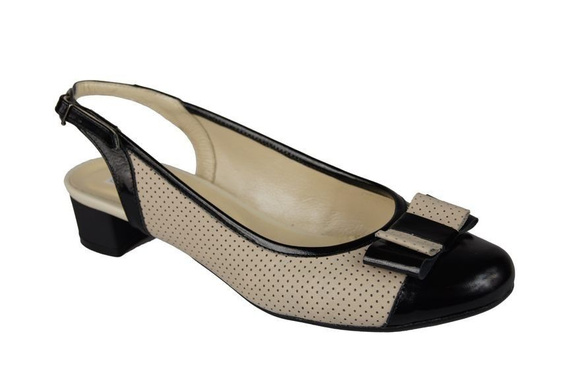 Damenschuhe Sandalen, Naturleder, Schwarz Beige 776 ElitaBut
