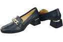 Damenschuhe mit Zierkette Pumps Mokassins Naturleder 193 Marineblau ElitaBut