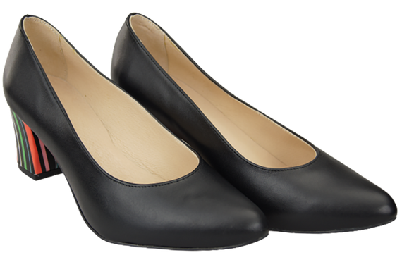 Damenschuhe Pumps aus schwarzem Naturleder mit Zierabsatz 158 ElitaBut