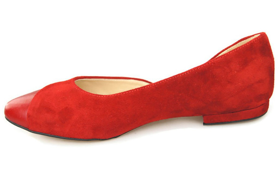 Damenschuhe Ballerinas Rot, Naturleder, Wildleder 146 ElitaBut