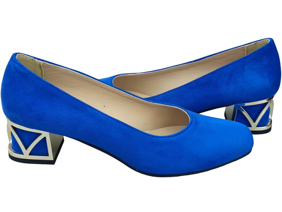 Bequeme Damenschuhe Azurblau Pumps mit dekorativem Absatz Natürliches Wildleder 219 von ElitaBut