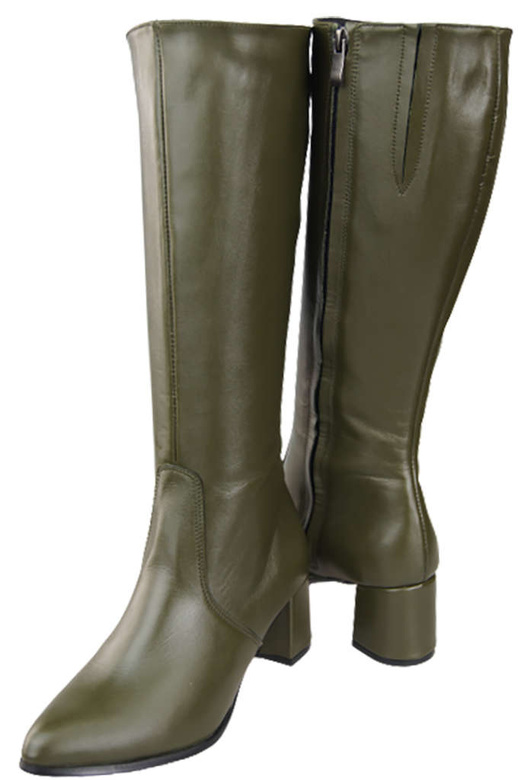 Klassische Damenstiefel, Naturleder, Olive 175 ElitaBut