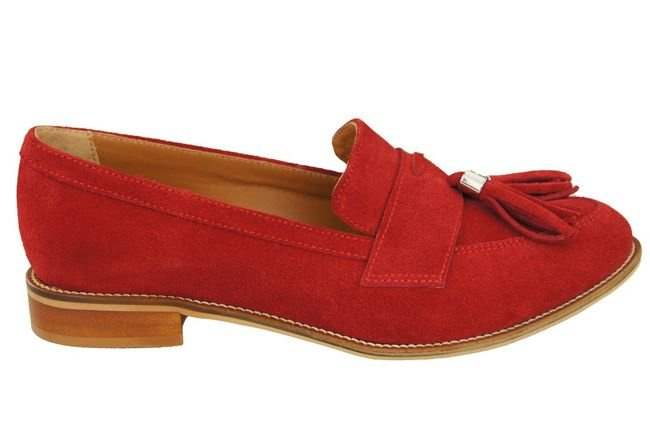 Schuhe Damen Mokassins Naturveloursleder Rot 134 ElitaBut