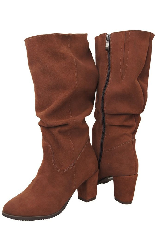 Schuhe Damenstiefel, Naturleder, Velour 141, Kastanie ElitaBut