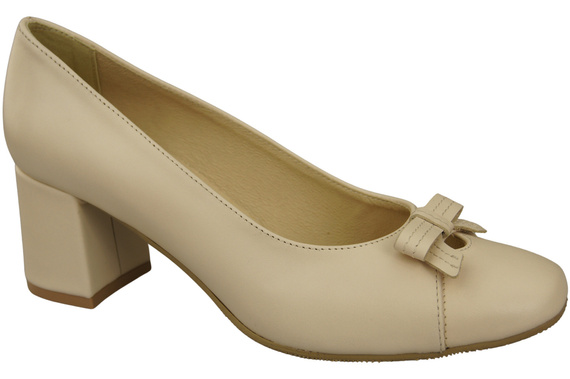 Damen Pumps mit Schleife Beige Naturleder und niedrigem Absatz 203 ElitaBut