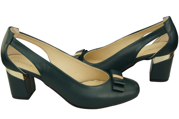 Schuhe Damen Malachit Pumps aus Naturleder mit dekorativem Absatz 199 ElitaBut