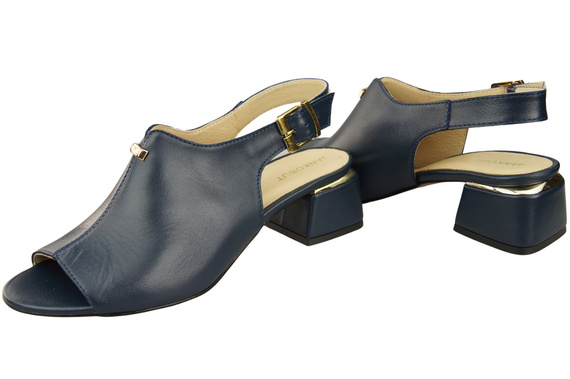 Damenschuhe Sandalen Marineblau, goldene Schnalle, Naturleder 198 ElitaBut