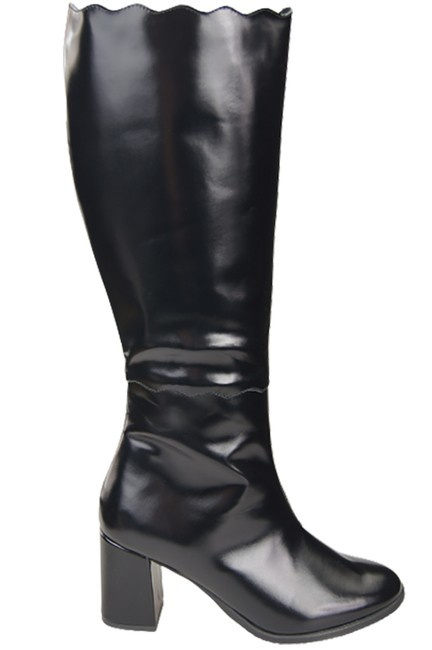Klassische Damenstiefel, Naturleder, Schwarz, Glänzend 176 ElitaBut