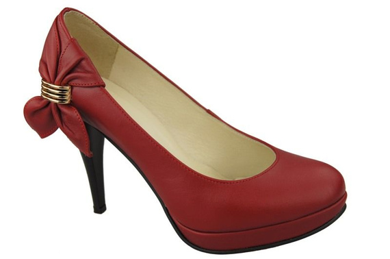 Damenschuhe Plateaupumps, Naturleder, Rot 976 ElitaBut