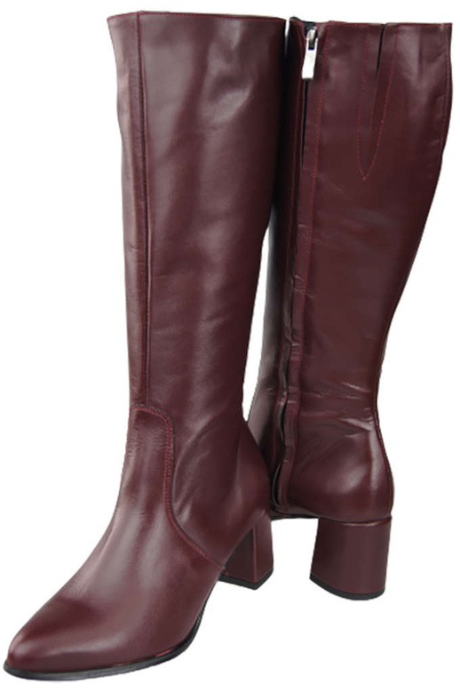 Klassische Damenstiefel, Naturleder, Burgund 175 ElitaBut